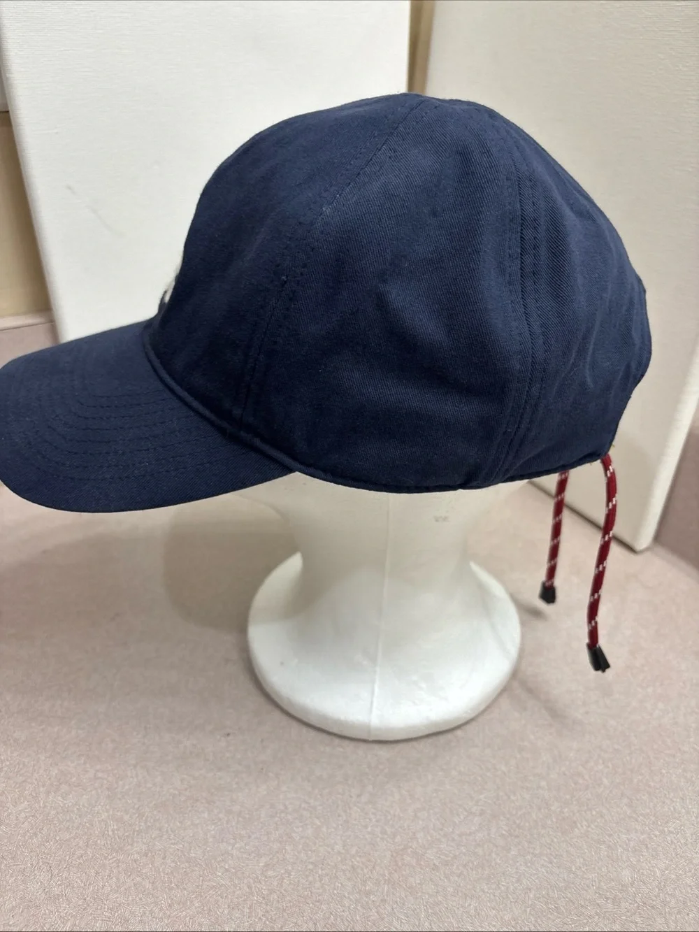 Miu Miu Embroidered Logo Drawstring Baseball Cap Hat Blue Soft Rim Adjustable